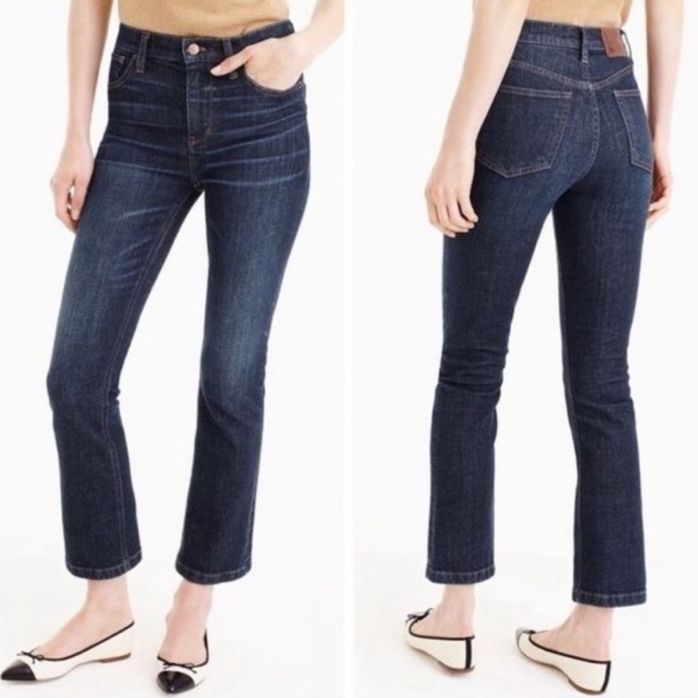 J.Crew Billie Demi Boot Crop Jeans 31 Medium Wash High Rise Stretch Denim
